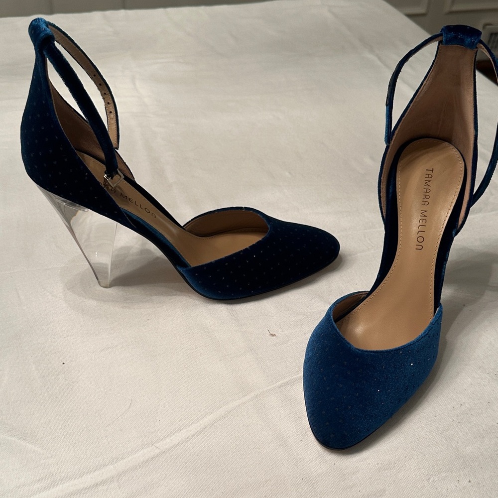 Tamara Mellon Blue Velvet Heels